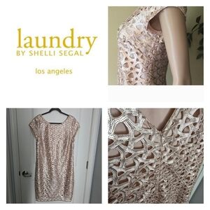 Laundry By Shelli Segal Pink Sheath Dress with Flutter Cap Sleeves